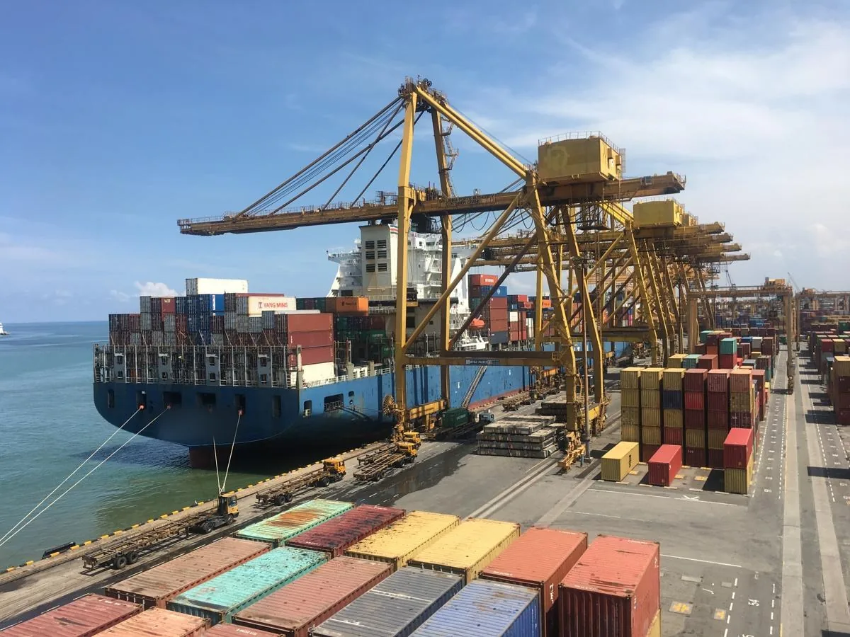 Container seaport terminal at the waterfront