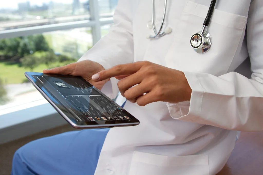 Clinician logging into a workstation at the point of care